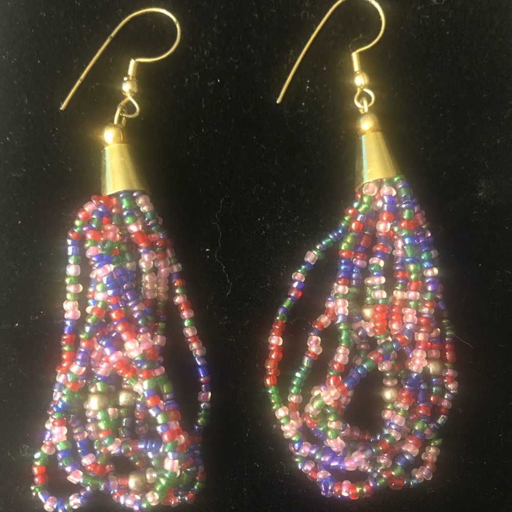 🌞 80s Vintage costume jewelry earrings for pierced ears colorful beads